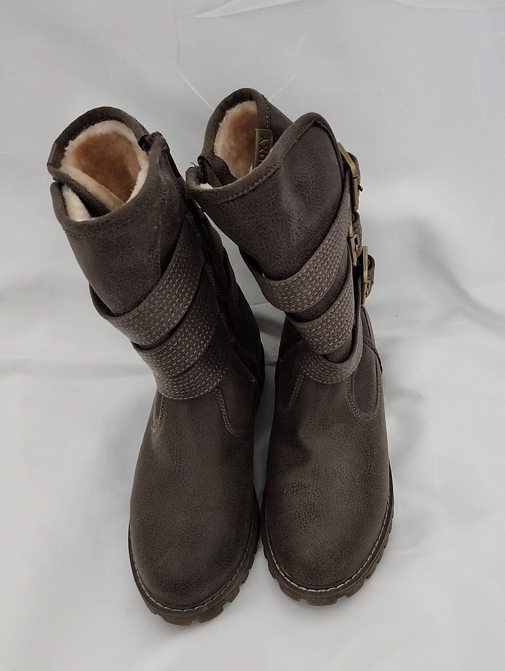 Roxy Women's Dark Brown Shearling-Lined Winter Boots with Buckle Straps